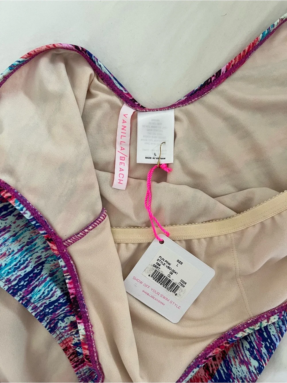 Vanilla/Beach Pink, Blue & Teal 90s Inspired Patterned One-Piece Swimsuit - Picture 5 of 7